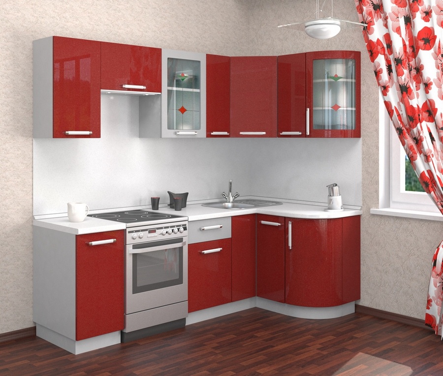 Кухонный гарнитур изготовлен из ламинированной ДСП толщиной 16 мм, фасады выполнены из МДФ