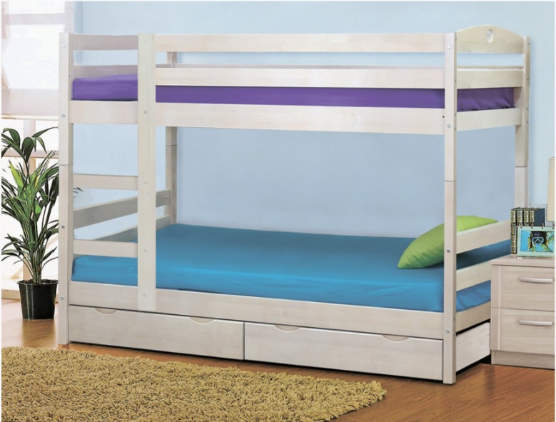Кровать детская двухъярусная с ящиком (массив) Боровичи