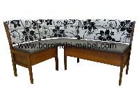 Кухонный угловой диван Этюд облегченный вариант 2-1 с ящиком (1500х1100 мм), ткань Flower2A, цвет вишня