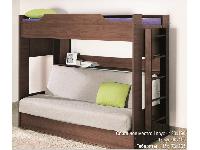 Детская двухъярусная кровать с диваном (шимо темный)